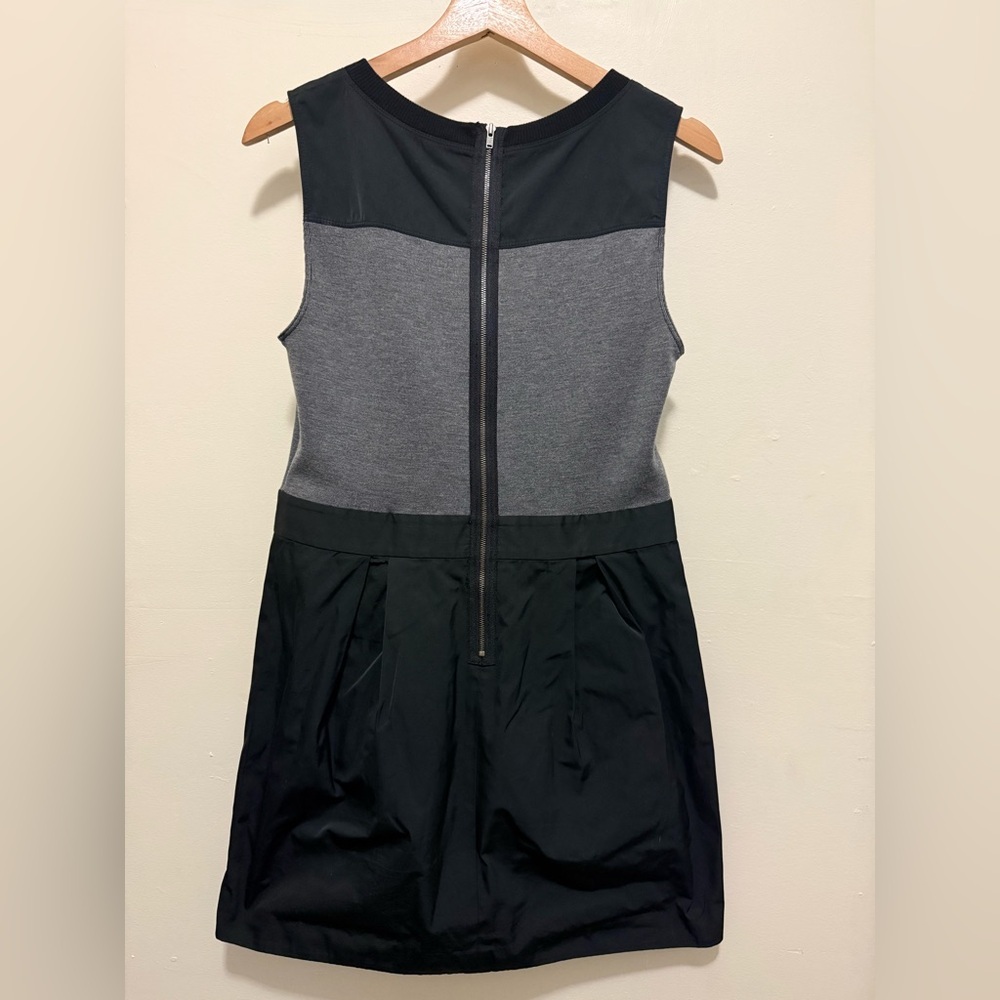 Theory Dristi Black Gray Sleeveless Dress Wool Blend Top Taffeta Bottom  Sz 8 - Picture 4 of 8